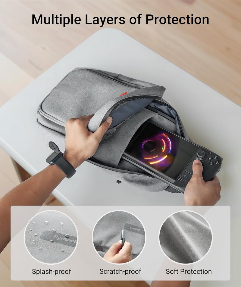 Syntech Carrying Case Compatible with Steam Deck OLED/ROG Ally X/ROG Xbox Ally X/Legion Go S/Nintendo Switch 2/PS Portal, Portable Travel Sling Bag for Consoles & Accessories with Large Storage, Gray - Image 4